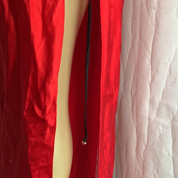 Victoria’s Secret Red Silk Black Lace Trim Halter Lingerie/Slip Dress M - Picture 6 of 11